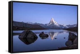 The Matterhorn Reflected in Stellisee at Sunrise-Roberto Moiola-Framed Stretched Canvas