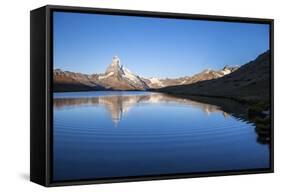 The Matterhorn Reflected in Stellisee at Sunrise-Roberto Moiola-Framed Stretched Canvas