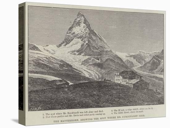 The Matterhorn, Showing the Spot Where Mr Burckhardt Died-null-Stretched Canvas