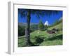 The Matterhorn Towering Above Green Pastures and Wooden Huts, Swiss Alps, Switzerland-Ruth Tomlinson-Framed Photographic Print