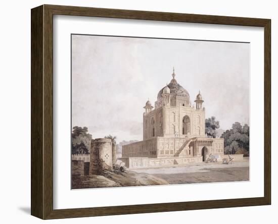 The Mausoleum of Sultan Parviz, Near Allahabad (Pencil, Pen and Black Ink, W/C)-William Daniell-Framed Giclee Print