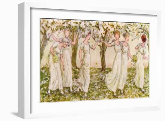 'The May dance' by Kate Greenaway-Kate Greenaway-Framed Giclee Print