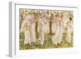 'The May dance' by Kate Greenaway-Kate Greenaway-Framed Giclee Print