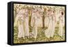'The May dance' by Kate Greenaway-Kate Greenaway-Framed Stretched Canvas