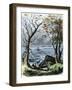 The Mayflower Anchored in Plymouth Bay-null-Framed Giclee Print