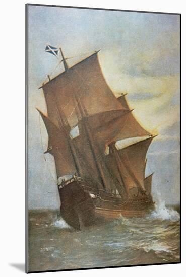 The Mayflower Carrying the Pilgrim Fathers across the Atlantic to America in 1620-Marshall Johnson-Mounted Giclee Print