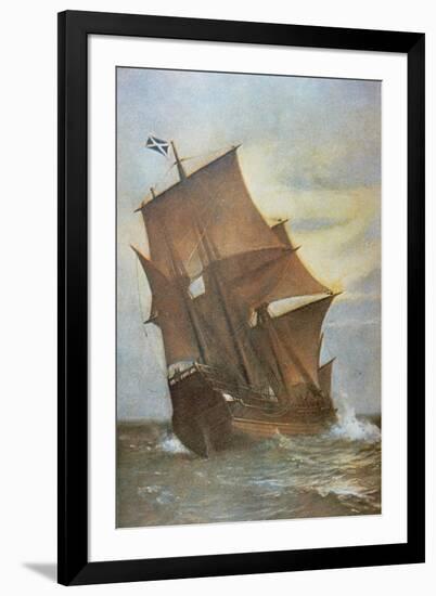 The Mayflower Carrying the Pilgrim Fathers across the Atlantic to America in 1620-Marshall Johnson-Framed Giclee Print