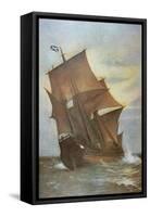 The Mayflower Carrying the Pilgrim Fathers across the Atlantic to America in 1620-Marshall Johnson-Framed Stretched Canvas