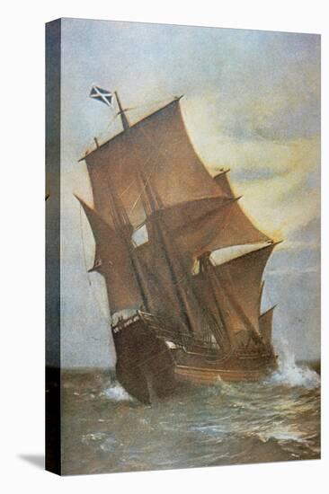 The Mayflower Carrying the Pilgrim Fathers across the Atlantic to America in 1620-Marshall Johnson-Stretched Canvas