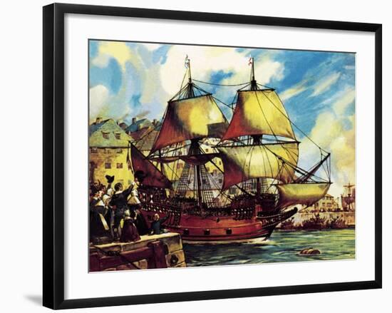 The Mayflower Leaves Plymouth-McConnell-Framed Giclee Print