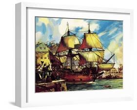 The Mayflower Leaves Plymouth-McConnell-Framed Giclee Print