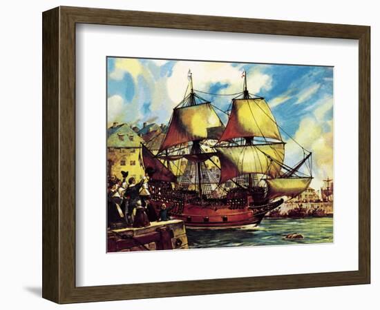 The Mayflower Leaves Plymouth-McConnell-Framed Giclee Print