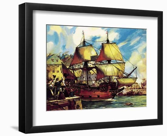 The Mayflower Leaves Plymouth-McConnell-Framed Giclee Print