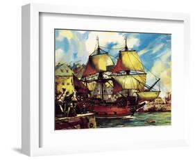 The Mayflower Leaves Plymouth-McConnell-Framed Giclee Print