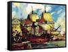 The Mayflower Leaves Plymouth-McConnell-Framed Stretched Canvas