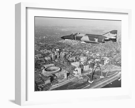 The Mcdonnell-Douglas F-4E Phantom Flies over St Louis-null-Framed Photographic Print