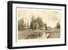 The Meadow Brook in Sepia-C. Harry Eaton-Framed Art Print
