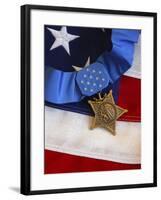 The Medal of Honor Rests On a Flag During Preparations For An Award Ceremony-Stocktrek Images-Framed Photographic Print