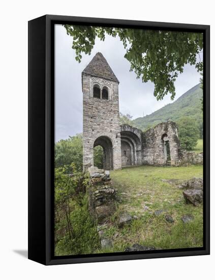 The medieval Abbey of San Pietro in Vallate, Piagno, Sondrio province, Lower Valtellina, Lombardy, -Roberto Moiola-Framed Stretched Canvas