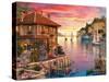 The Mediterranean Harbour-Dominic Davison-Stretched Canvas