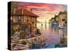 The Mediterranean Harbour-Dominic Davison-Stretched Canvas