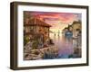 The Mediterranean Harbour-Dominic Davison-Framed Art Print