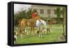 The Meet at Avesbury Manor, Wiltshire-George Wright-Framed Stretched Canvas