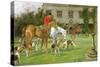 The Meet at Avesbury Manor, Wiltshire-George Wright-Stretched Canvas