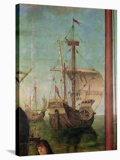 The Meeting and Departure of the Betrothed, from the St. Ursula Cycle, Detail of a Ship, 1490-96-Vittore Carpaccio-Stretched Canvas