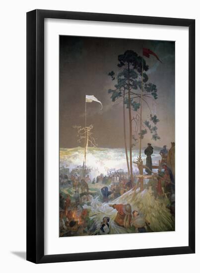 The Meeting at Krizky, from the 'Slav Epic', 1916-Alphonse Mucha-Framed Giclee Print