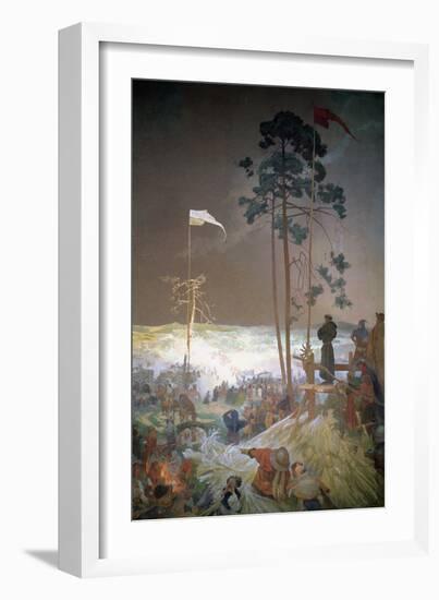 The Meeting at Krizky, from the 'Slav Epic', 1916-Alphonse Mucha-Framed Giclee Print