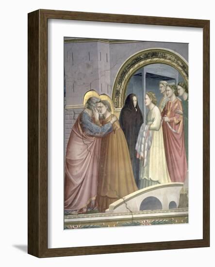 The Meeting at the Golden Gate, Detail of Joachim and St. Anne Embracing, circa 1305-Giotto di Bondone-Framed Giclee Print