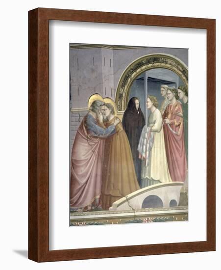 The Meeting at the Golden Gate, Detail of Joachim and St. Anne Embracing, circa 1305-Giotto di Bondone-Framed Giclee Print