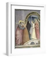 The Meeting at the Golden Gate, Detail of Joachim and St. Anne Embracing, circa 1305-Giotto di Bondone-Framed Giclee Print