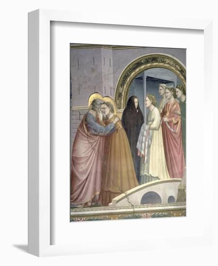 The Meeting at the Golden Gate, Detail of Joachim and St. Anne Embracing, circa 1305-Giotto di Bondone-Framed Giclee Print