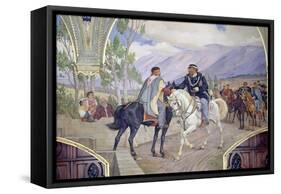 The Meeting Between Giuseppe Garibaldi and King Vittorio Emanuele II on the 26th of October 1860-Pietro Aldi-Framed Stretched Canvas