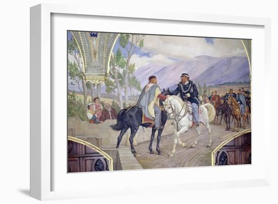 The Meeting Between Giuseppe Garibaldi and King Vittorio Emanuele II on the 26th of October 1860-Pietro Aldi-Framed Giclee Print