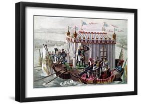 The Meeting between Napoleon and Tsar Alexander I-Stefano Bianchetti-Framed Premium Giclee Print