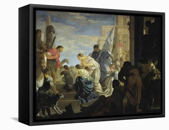 The Meeting of Anthony and Cleopatra, C. 1645-Sebastien Bourdon-Framed Stretched Canvas