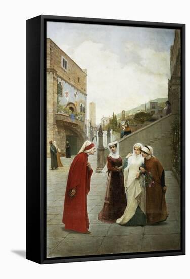 The Meeting of Dante and Beatrice-Lorenzo Valles-Framed Stretched Canvas