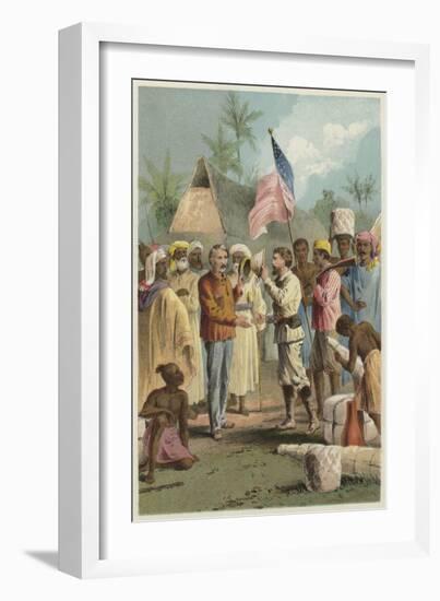 The Meeting of Henry Morton Stanley and David Livingstone-null-Framed Giclee Print