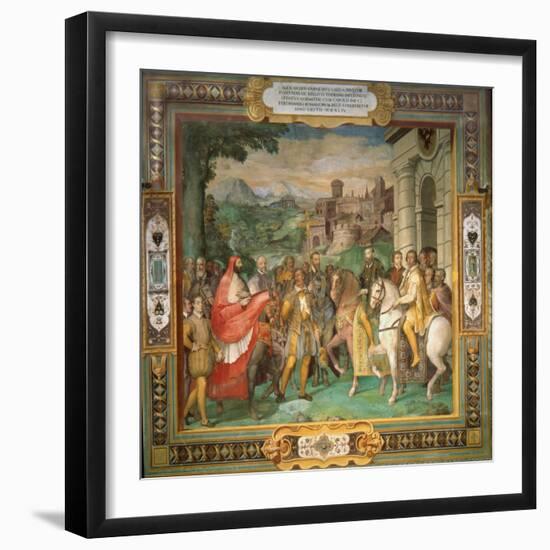 The Meeting of Holy Roman Emperor Charles V and Alessandro Farnese in 1544-Taddeo Zuccari-Framed Giclee Print