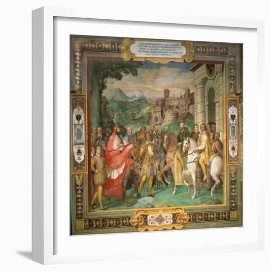 The Meeting of Holy Roman Emperor Charles V and Alessandro Farnese in 1544-Taddeo Zuccari-Framed Giclee Print