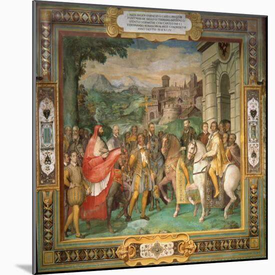 The Meeting of Holy Roman Emperor Charles V and Alessandro Farnese in 1544-Taddeo Zuccari-Mounted Giclee Print