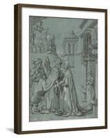 The Meeting of Joachim and Anne at the Golden Gate, 1540-60 (Brush in Black Ink with Grey Wash, Hei-Martin Schaffner-Framed Giclee Print