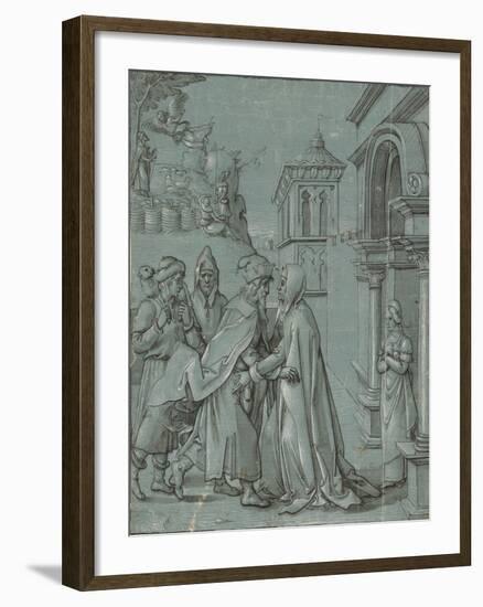 The Meeting of Joachim and Anne at the Golden Gate, 1540-60 (Brush in Black Ink with Grey Wash, Hei-Martin Schaffner-Framed Giclee Print