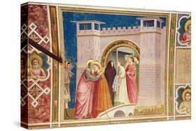The Meeting of Joachim and Anne at the Golden Gate, C.1305-Giotto di Bondone-Stretched Canvas