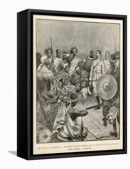 The Meeting of Menelik One of Ethiopia's Greatest Emperors with Major Salsa of the Italian Envoy-Belloc-Framed Stretched Canvas