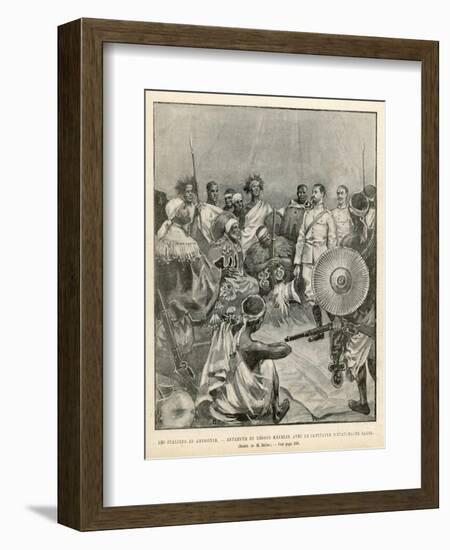 The Meeting of Menelik One of Ethiopia's Greatest Emperors with Major Salsa of the Italian Envoy-Belloc-Framed Art Print