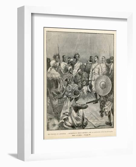 The Meeting of Menelik One of Ethiopia's Greatest Emperors with Major Salsa of the Italian Envoy-Belloc-Framed Art Print